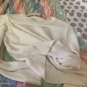 ModCloth cropped bell sleeve cream sweater